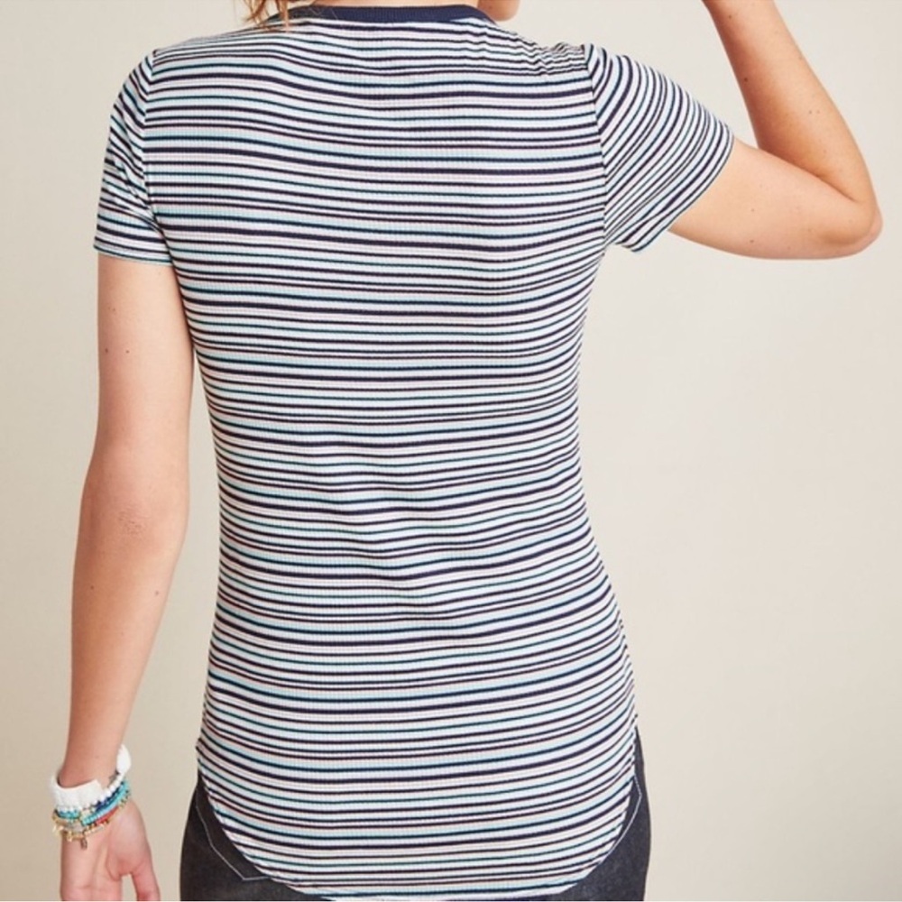 Anthropologie Splendid Malin Striped Tee Ribbed - Picture 2 of 5